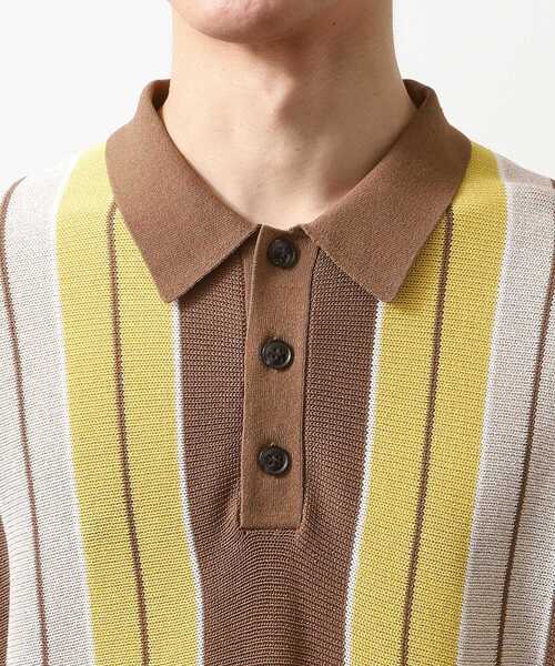 THE SHOP TK （ザ ショップ ティーケー ）の「【日本テレビ系　ダメマネ！出演　鈴木仁さん着用】マルチストライプニットポロシャツ（ポロシャツ・メンズ・ライトイエロー系3/ブルーグリーン・04/03/02）」の5枚目の写真