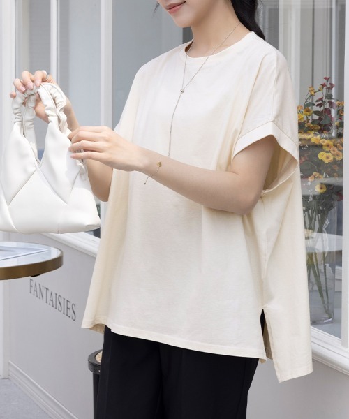 Doux Belle(ドゥーベル)の「サイドスリットラウンドネックカットソー(Tシャツ/カットソー・レディース・ブルー系その他/チャコール/アイボリー/ブラック・MEDIUM)」の21枚目の写真