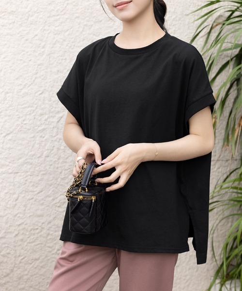 Doux Belle(ドゥーベル)の「サイドスリットラウンドネックカットソー(Tシャツ/カットソー・レディース・ブルー系その他/チャコール/アイボリー/ブラック・MEDIUM)」の10枚目の写真