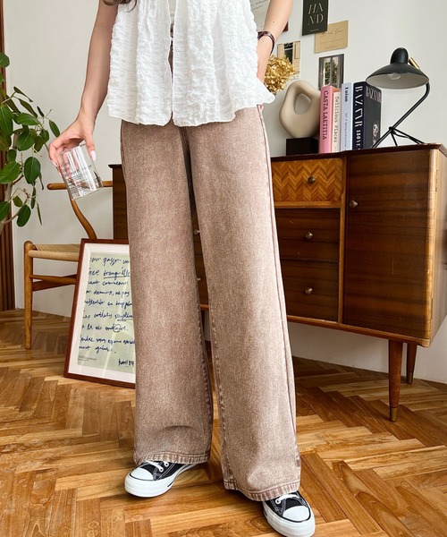 moment+(モーメントプラス)の「ヴィンテージライクハイウエストストレートパンツ(その他パンツ・レディース・ブラウン/ブラック/グレー/ナチュラル・M/L)」の1枚目の写真