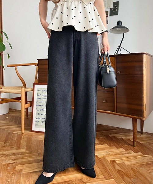 【ヴィンテージ】MOMENTS DE MODE セール】ヴィンテージライクハイウエストストレートパンツ（その他