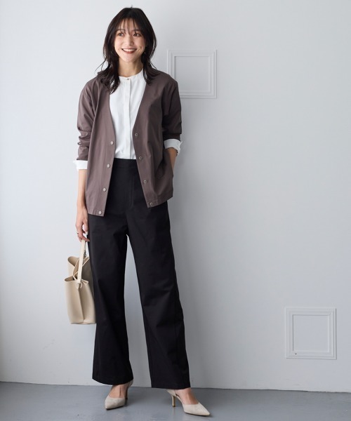 SMILE LAND（スマイルランド）の「＜大きいサイズ＞２４時間ずっと快適かるスルーメッシュＶネックノーカラージャケット（吸汗速乾・ＵＶカット・イージーケア）（セットアップ可能）（ノーカラージャケット・レディース・ネイビー/ブラック/モカ・L/LL/3L/4L/5L）」の15枚目の写真