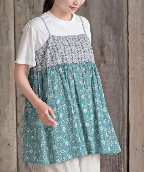 rps(アールピーエス)の「プリントキャミTシャツアンサンブル(アンサンブル・レディース・サックスブルー/イエロー/グレー/グリーン・フリー)」の3枚目の写真