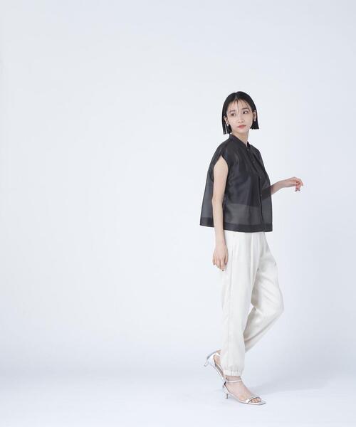 NATURAL BEAUTY BASIC(ナチュラルビューティーベーシック)の「◇シアークロップドブラウス(シャツ/ブラウス・レディース・ベージュ/ブラック/ブルー・MEDIUM/SMALL)」の5枚目の写真