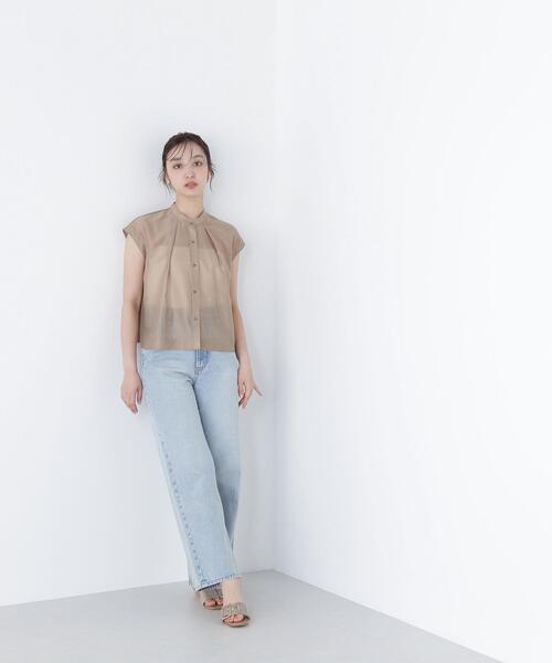 NATURAL BEAUTY BASIC(ナチュラルビューティーベーシック)の「◇シアークロップドブラウス(シャツ/ブラウス・レディース・ベージュ/ブラック/ブルー・MEDIUM/SMALL)」の14枚目の写真