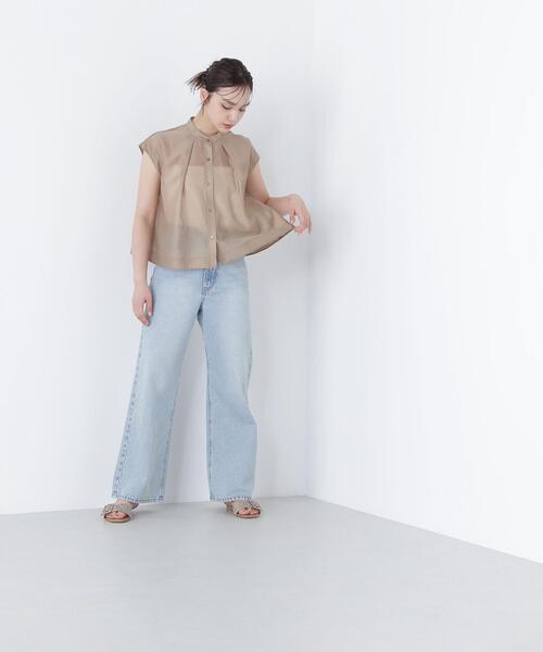 NATURAL BEAUTY BASIC(ナチュラルビューティーベーシック)の「◇シアークロップドブラウス(シャツ/ブラウス・レディース・ベージュ/ブラック/ブルー・MEDIUM/SMALL)」の16枚目の写真