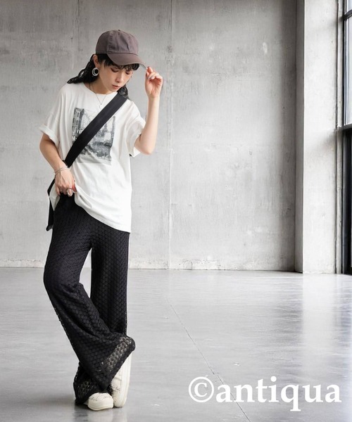 antiqua（アンティカ）の「透かし編みパンツ（その他パンツ・レディース・ブラック/テラコッタ・MEDIUM/LARGE）」の15枚目の写真