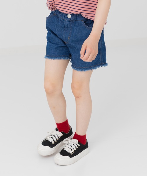 chil2(チルツー)の「デニム フリンジショートパンツ(デニムパンツ・キッズ・グレー/ブルー/ブラック/サックスブルー・90cm/100cm/110cm/120cm/130cm/140cm)」の21枚目の写真
