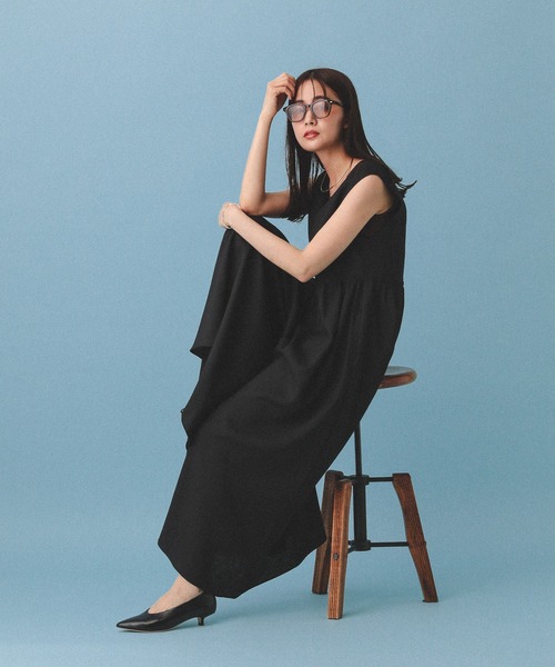 GLOBAL WORK（グローバルワーク）の「MATINEE LINE/リネンライクオールインワン/495654（つなぎ/オールインワン・レディース・ブラウン/アイボリー/ブラック・REGULAR/SHORT）」の2枚目の写真