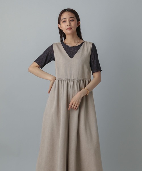 GLOBAL WORK（グローバルワーク）の「MATINEE LINE/リネンライクオールインワン/495654（つなぎ/オールインワン・レディース・ブラウン/アイボリー/ブラック・REGULAR/SHORT）」の18枚目の写真