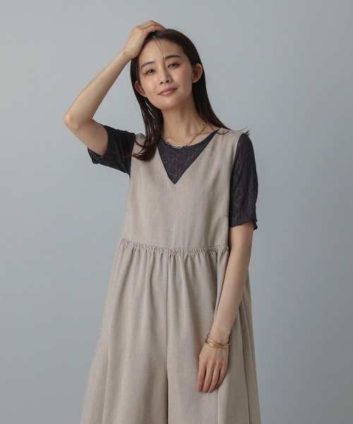 GLOBAL WORK（グローバルワーク）の「MATINEE LINE/リネンライクオールインワン/495654（つなぎ/オールインワン・レディース・ブラウン/アイボリー/ブラック・REGULAR/SHORT）」の17枚目の写真