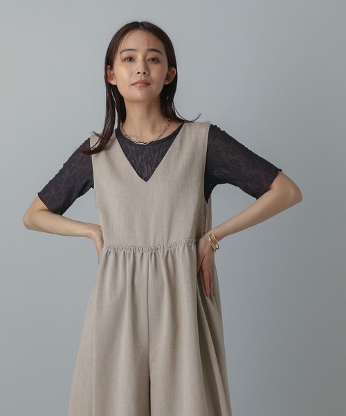 GLOBAL WORK（グローバルワーク）の「MATINEE LINE/リネンライクオールインワン/495654（つなぎ/オールインワン・レディース・ブラウン/アイボリー/ブラック・REGULAR/SHORT）」の16枚目の写真