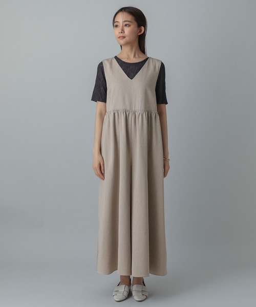 GLOBAL WORK（グローバルワーク）の「MATINEE LINE/リネンライクオールインワン/495654（つなぎ/オールインワン・レディース・ブラウン/アイボリー/ブラック・REGULAR/SHORT）」の15枚目の写真