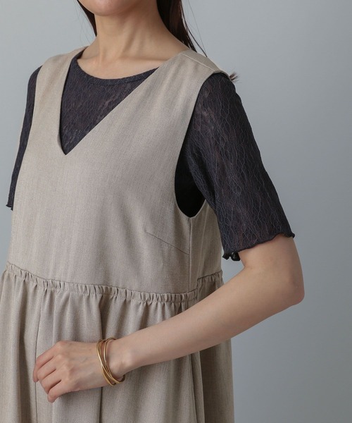 GLOBAL WORK（グローバルワーク）の「MATINEE LINE/リネンライクオールインワン/495654（つなぎ/オールインワン・レディース・ブラウン/アイボリー/ブラック・REGULAR/SHORT）」の10枚目の写真