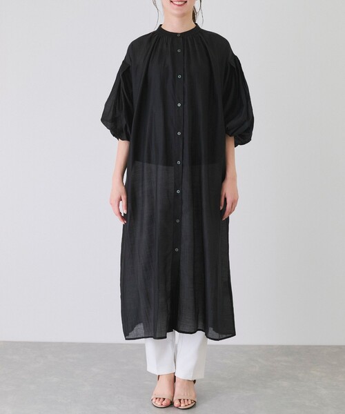 Jayro(ジャイロ)の「ボタン付きシースルーワンピース(シャツワンピース・レディース・ブラック/チャコールグレー・M)」の15枚目の写真
