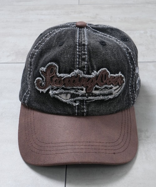 Starting Over(スターティングオーバー)の「【Starting Over/スターティングオーバー】EMBROIDERED PATCH PIGMENT DENIM CAP(キャップ・メンズ・ブラック/サックスブルー・FREE)」の4枚目の写真