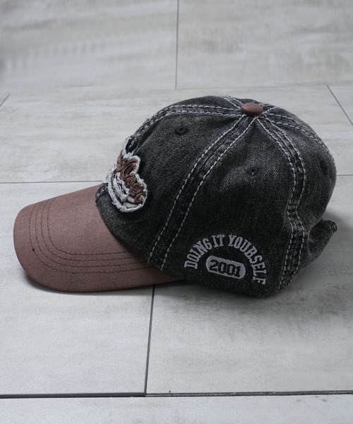 Starting Over(スターティングオーバー)の「【Starting Over/スターティングオーバー】EMBROIDERED PATCH PIGMENT DENIM CAP(キャップ・メンズ・ブラック/サックスブルー・FREE)」の5枚目の写真