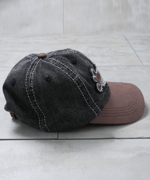 Starting Over(スターティングオーバー)の「【Starting Over/スターティングオーバー】EMBROIDERED PATCH PIGMENT DENIM CAP(キャップ・メンズ・ブラック/サックスブルー・FREE)」の7枚目の写真
