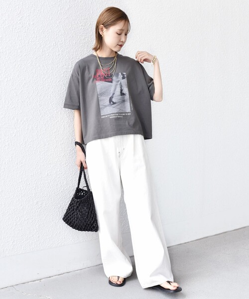 SHIPS 81BRANCA:フォト ワイド グレー 半袖Tシャツ 81BRANCA tシャツ 「SHIPS別注」81BRANCA:フォト ワイド TEE