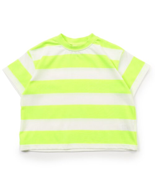 BREEZE（ブリーズ）の「【WEB限定/ジュニア対応】 ネオンボーダーTシャツ（Tシャツ/カットソー・キッズ・グリーン/ピンク/パープル/イエロー・80/90/100/110/120/130/140/150）」の4枚目の写真