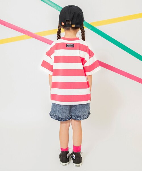 BREEZE（ブリーズ）の「【WEB限定/ジュニア対応】 ネオンボーダーTシャツ（Tシャツ/カットソー・キッズ・グリーン/ピンク/パープル/イエロー・80/90/100/110/120/130/140/150）」の8枚目の写真