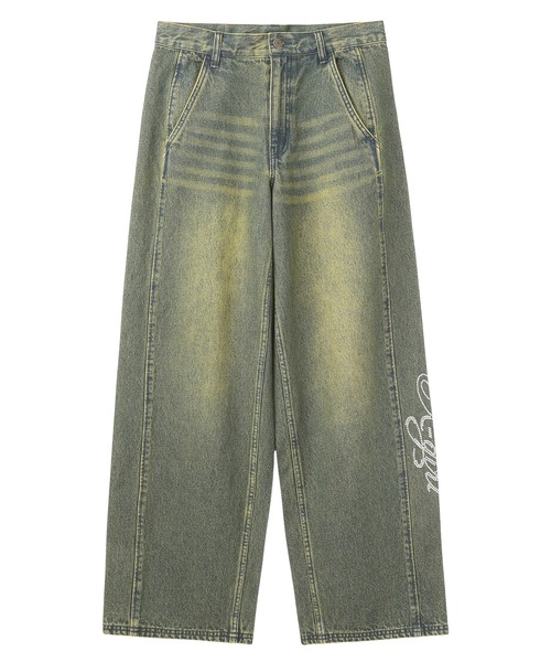 パンツ mnml X201 RHINESTONE SKINNY DENIM-BLACK RHINESTONE LOGO LOOSE DENIM PANTS（デニムパンツ）｜X-girl