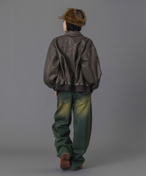 X-girl(エックスガール)の「RHINESTONE LOGO LOOSE DENIM PANTS(デニムパンツ・レディース・ブラック/ライトインディゴブルー・S/M)」の18枚目の写真