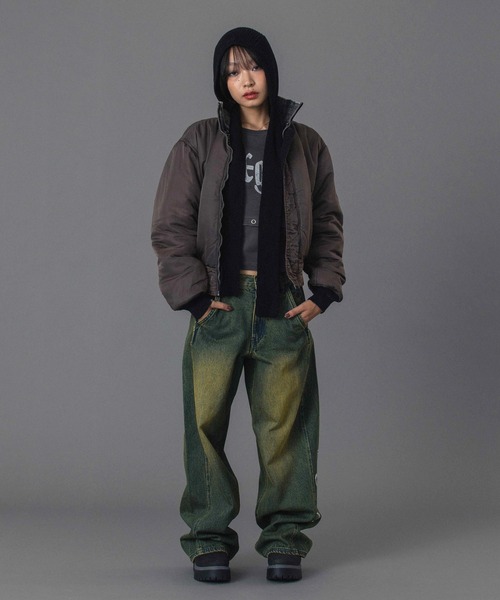 X-girl(エックスガール)の「RHINESTONE LOGO LOOSE DENIM PANTS(デニムパンツ・レディース・ブラック/ライトインディゴブルー・S/M)」の16枚目の写真