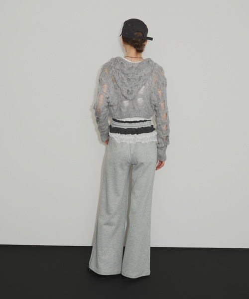 SHAGGIE（シャギー）の「レースフリルスウェットルーズパンツ（スウェットパンツ・レディース・グレー/チャコールグレー・FREE）」の8枚目の写真