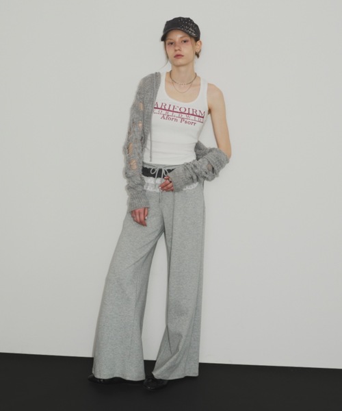 SHAGGIE（シャギー）の「レースフリルスウェットルーズパンツ（スウェットパンツ・レディース・グレー/チャコールグレー・FREE）」の6枚目の写真