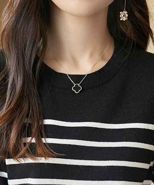 Beststore(ベストストア)の「ボーダーニット 編みトップス 長袖 カットソー セーター(ニット/セーター・レディース・ホワイト×ブラック/ブラック/ブラック×ホワイト/キャメル/ブラウン/ピンク/ネイビー/パープル・FREE)」の11枚目の写真