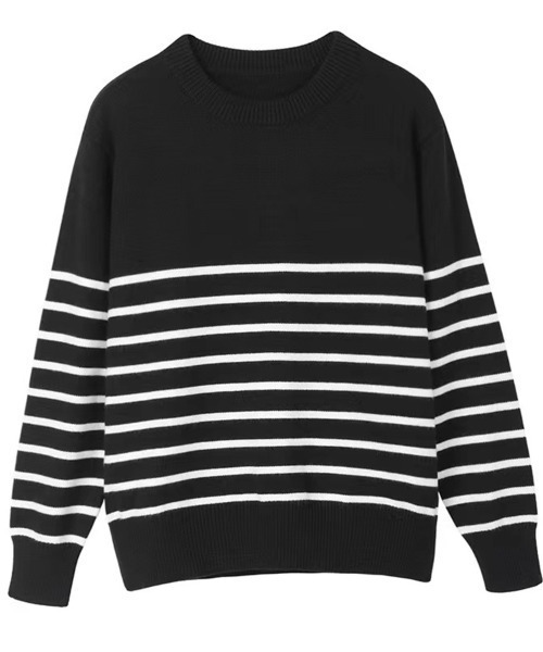 Beststore(ベストストア)の「ボーダーニット 編みトップス 長袖 カットソー セーター(ニット/セーター・レディース・ホワイト×ブラック/ブラック/ブラック×ホワイト/キャメル/ブラウン/ピンク/ネイビー/パープル・FREE)」の13枚目の写真