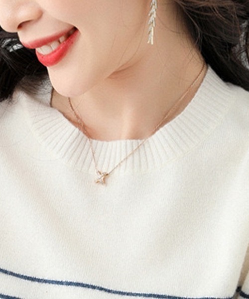 Beststore(ベストストア)の「ボーダーニット 編みトップス 長袖 カットソー セーター(ニット/セーター・レディース・ホワイト×ブラック/ブラック/ブラック×ホワイト/キャメル/ブラウン/ピンク/ネイビー/パープル・FREE)」の22枚目の写真