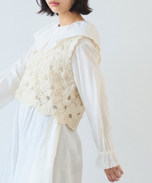 bulle de savon(ビュルデサボン)の「キュプラ ルナファー ナチュラルトリプルワッシャー ケープ衿 ワンピース(ワンピース・レディース・ホワイト・FREE)」の8枚目の写真