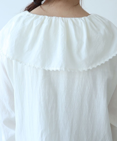 bulle de savon(ビュルデサボン)の「キュプラ ルナファー ナチュラルトリプルワッシャー ケープ衿 ワンピース(ワンピース・レディース・ホワイト・FREE)」の14枚目の写真