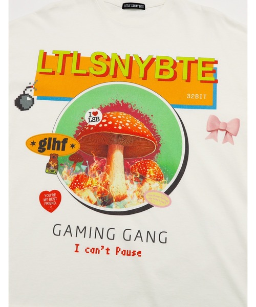 Little sunny bite(リトルサニーバイト)の「mushroom graphic long tee(Tシャツ/カットソー・レディース・ブラック/ベージュ/ホワイト・SMALL/MEDIUM)」の5枚目の写真