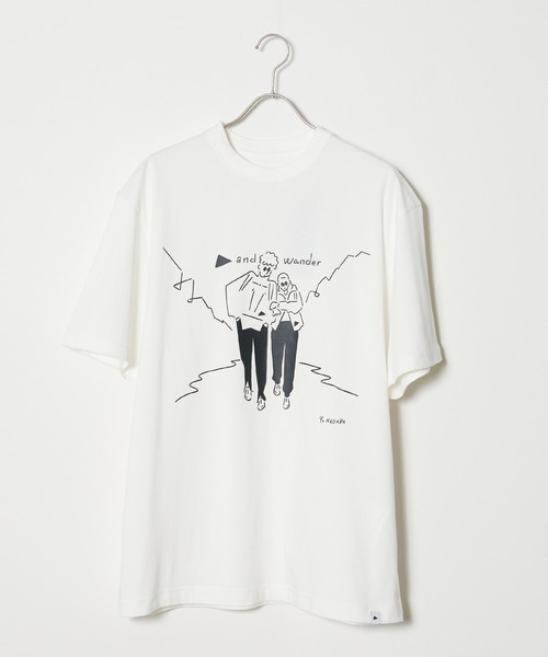 and wander(アンドワンダー)の「and wander/アンドワンダー Yu Nagaba printed T Tシャツ(Tシャツ/カットソー・メンズ・ホワイト/ブラック・XL)」の3枚目の写真