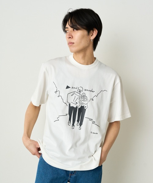 and wander(アンドワンダー)の「and wander/アンドワンダー Yu Nagaba printed T Tシャツ(Tシャツ/カットソー・メンズ・ホワイト/ブラック・XL)」の4枚目の写真