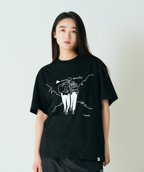 and wander(アンドワンダー)の「and wander/アンドワンダー Yu Nagaba printed T Tシャツ(Tシャツ/カットソー・メンズ・ホワイト/ブラック・XL)」の10枚目の写真