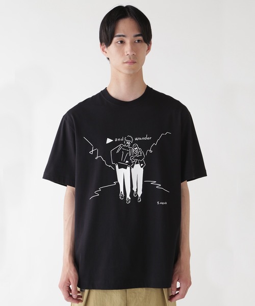 and wander(アンドワンダー)の「and wander/アンドワンダー Yu Nagaba printed T Tシャツ(Tシャツ/カットソー・メンズ・ホワイト/ブラック・XL)」の8枚目の写真