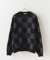 SUGGESTION/サジェッション チェッカークルーネックニット 冬服