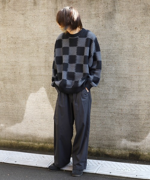 SUGGESTION(サジェッション)の「SUGGESTION/サジェッション チェッカークルーネックニット 冬服(ニット/セーター・メンズ・ブラック系2/グレー系1/ブラック系1・M/L)」の13枚目の写真