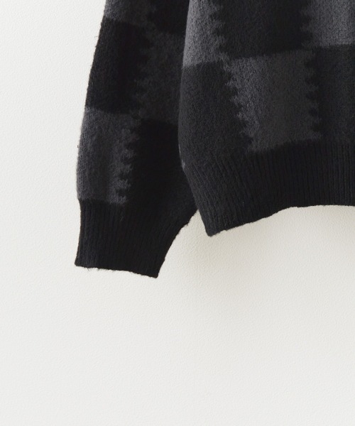 SUGGESTION(サジェッション)の「SUGGESTION/サジェッション チェッカークルーネックニット 冬服(ニット/セーター・メンズ・ブラック系2/グレー系1/ブラック系1・M/L)」の19枚目の写真