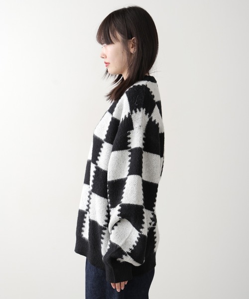 SUGGESTION(サジェッション)の「SUGGESTION/サジェッション チェッカークルーネックニット 冬服(ニット/セーター・メンズ・ブラック系2/グレー系1/ブラック系1・M/L)」の21枚目の写真