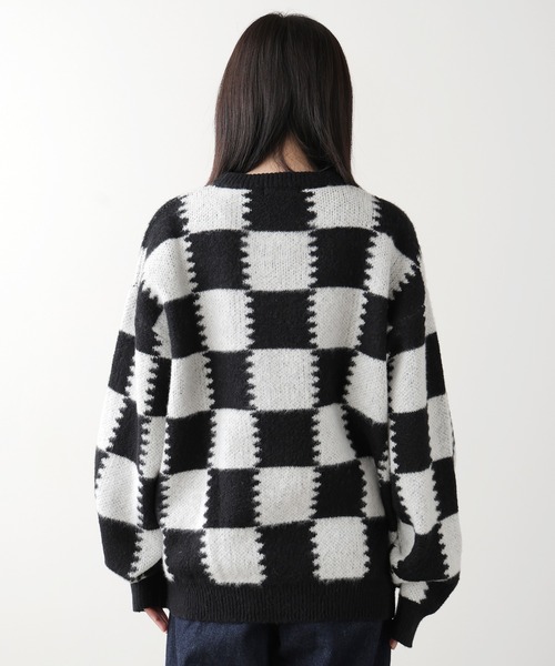 SUGGESTION(サジェッション)の「SUGGESTION/サジェッション チェッカークルーネックニット 冬服(ニット/セーター・メンズ・ブラック系2/グレー系1/ブラック系1・M/L)」の22枚目の写真
