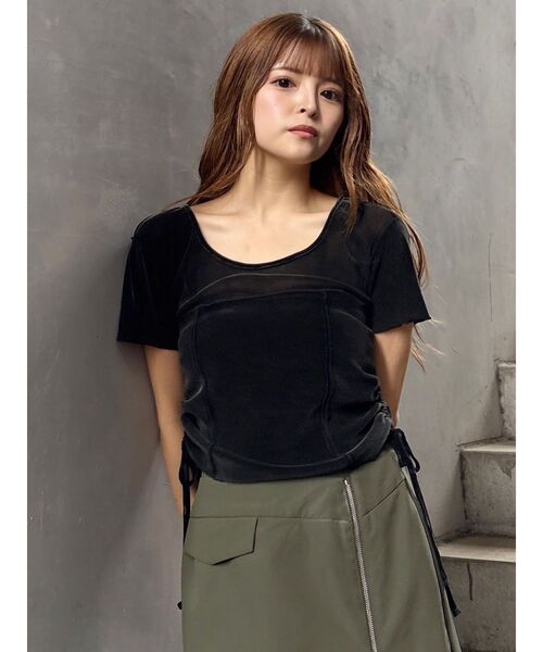 MURUA(ムルーア)の「フェードシアーベロアトップス(Tシャツ/カットソー・レディース・ブラック/ブルー/ブラウン・FREE)」の7枚目の写真