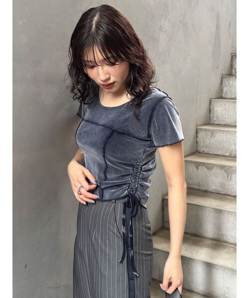 MURUA(ムルーア)の「フェードシアーベロアトップス(Tシャツ/カットソー・レディース・ブラック/ブルー/ブラウン・FREE)」の14枚目の写真