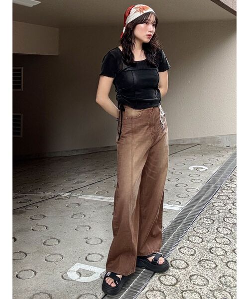 MURUA(ムルーア)の「フェードシアーベロアトップス(Tシャツ/カットソー・レディース・ブラック/ブルー/ブラウン・FREE)」の19枚目の写真