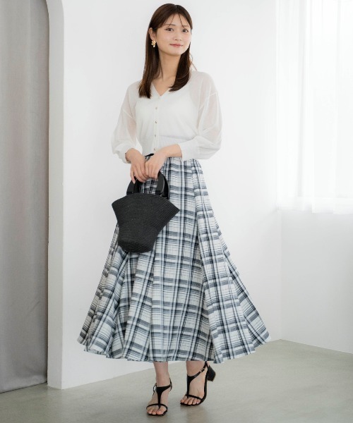 AND COUTURE（アンドクチュール）の「ウエストリブチェックフレアスカート（スカート・レディース・ブラック系その他/ブルー系その他・FREE）」の11枚目の写真