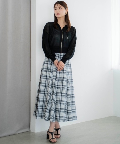 AND COUTURE（アンドクチュール）の「ウエストリブチェックフレアスカート（スカート・レディース・ブラック系その他/ブルー系その他・FREE）」の14枚目の写真